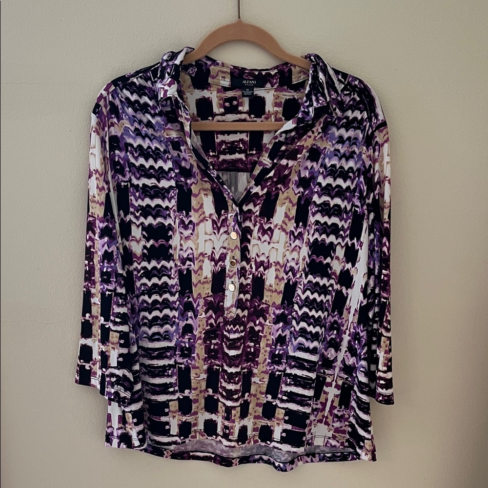 Alfani Multicolor Patterned Women's Blouse